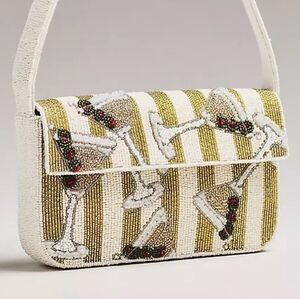 NWT Anthropologie The Fiona Beaded Bag - Gold Martini